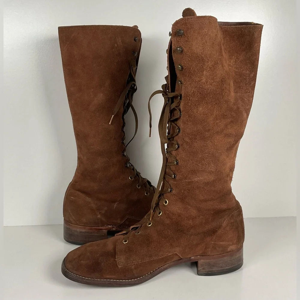 Vintage Tall Suede Lace Up Boots | USA Made | 1960s | Men’s 12 D